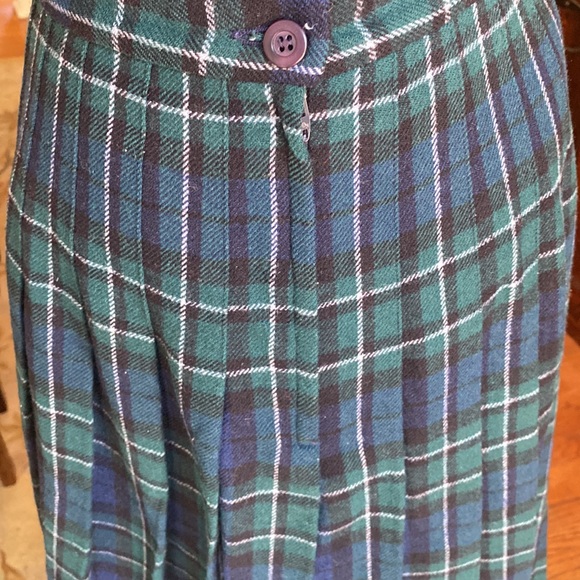 Pendleton 100% virgin wall size 6 tartan green and blue plaid ladies skirt kilt - Picture 2 of 12